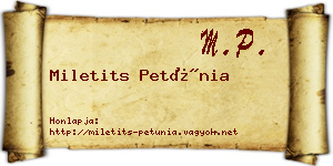 Miletits Petúnia névjegykártya